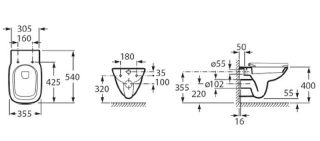 Комплект унитаза с инсталляцией Roca Debba Rimless 893104970 с сиденьем SoftClose без клавиши смыва